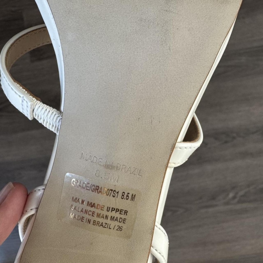 Steve Madden White and Cream Square Toe Strappy Slingback Heels - Picture 4 of 4